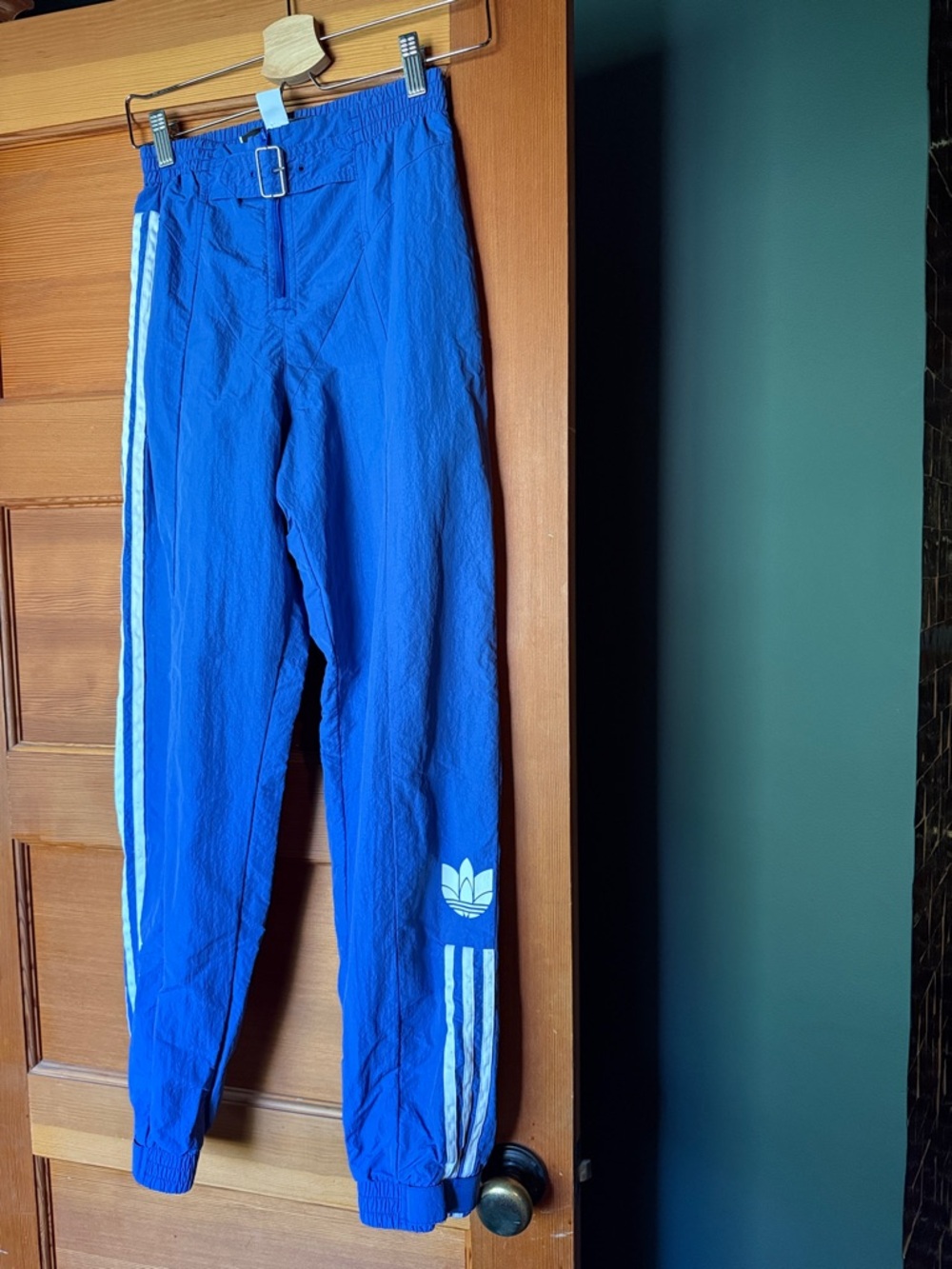 adidas Blue Track Pants with White Stripes Paolina Russo collab rare 90s